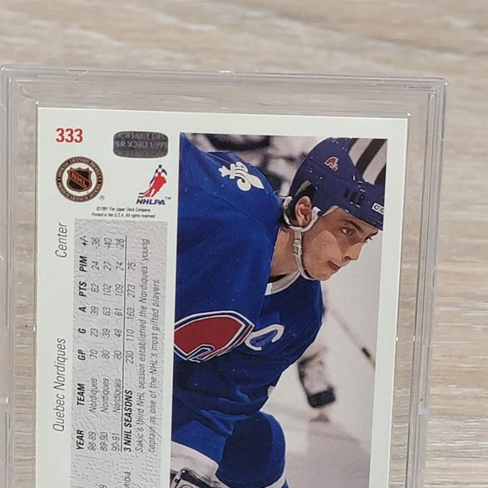 Joe Sakic Autographed 1991-92 Upper Deck #333 Quebec Nordiques Signed
